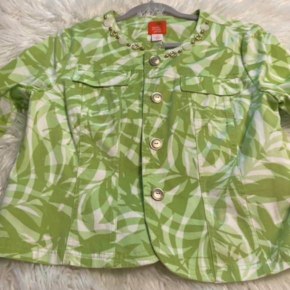 Hearts of Palm Petite Jacket brand new with tags size 12P green and white - Picture 12 of 15